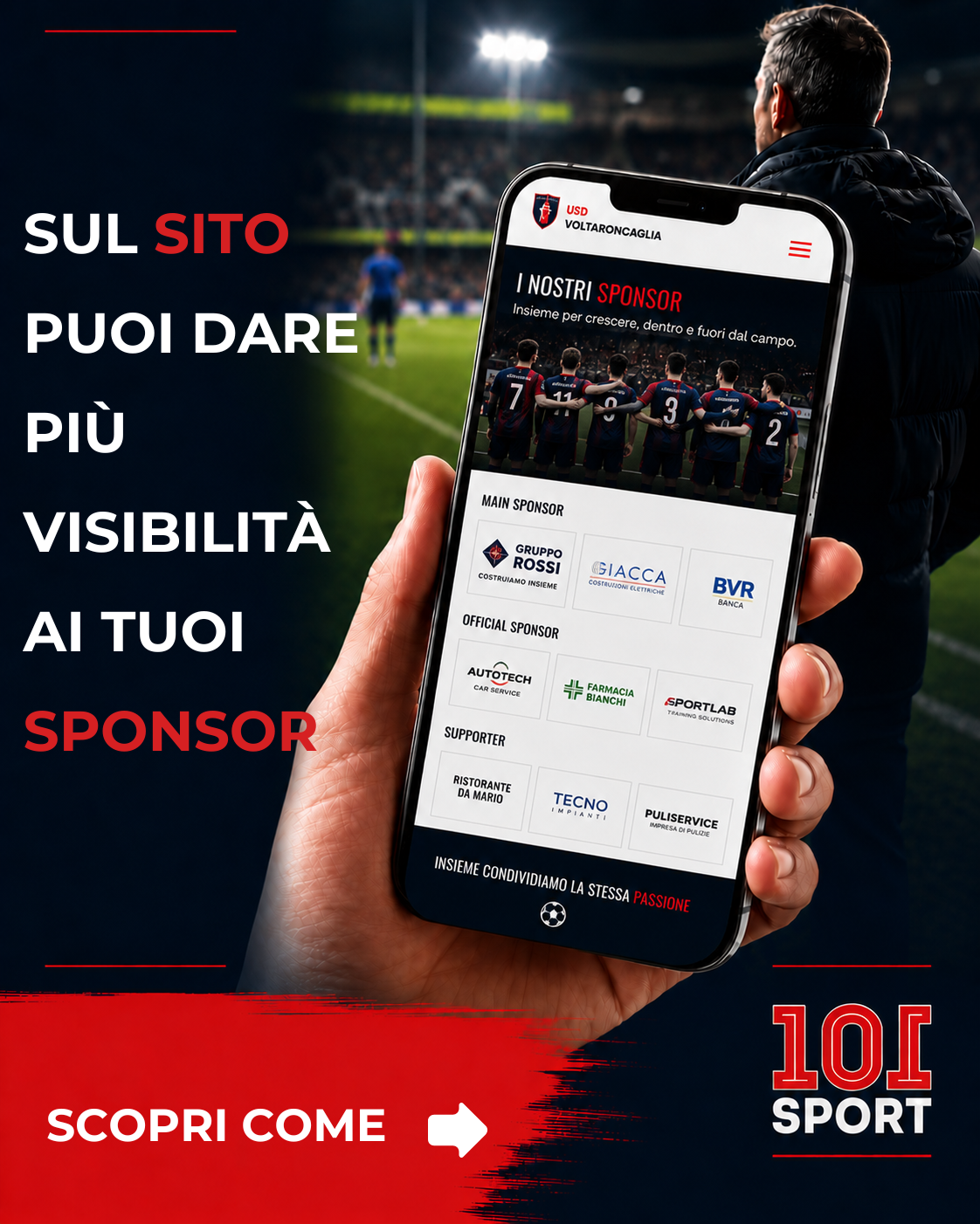 Sul sito puoi dare il giusto spazio ai tuoi sponsor