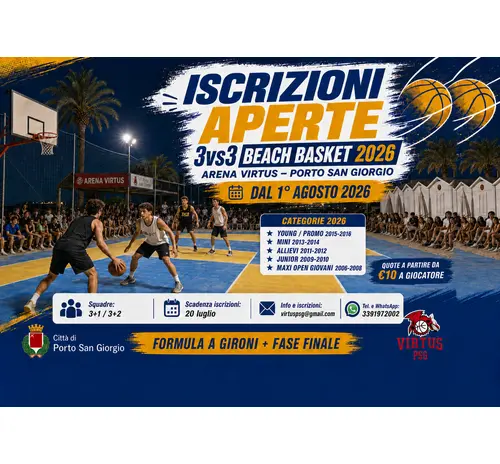 𝗔𝗣𝗘𝗥𝗧𝗘 𝗟𝗘 𝗜𝗦𝗖𝗥𝗜𝗭𝗜𝗢𝗡𝗜 𝗔𝗟 𝟯𝘃𝘀𝟯 𝗕𝗘𝗔𝗖𝗛 𝗕𝗔𝗦𝗞𝗘𝗧 𝟮𝟬𝟮𝟲