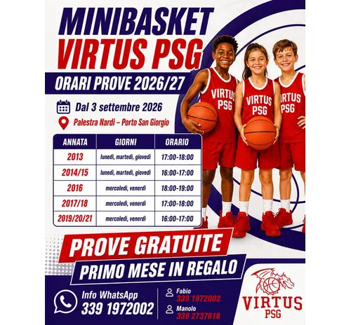 🏀 STA PER TORNARE IL MINIBASKET VIRTUS PSG! 🔴