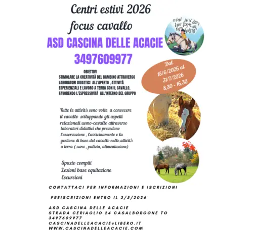 CAMPI ESTIVI    FOCUS CAVALLO  DAL 15/6 /2026   AL  31/7/2026