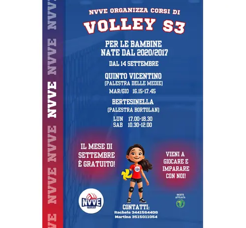 Sono Aperte le iscrizioni ai corsi di Minivolley!!