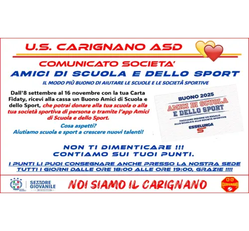 INIZIATIVA ESSELUNGA "AMICI DI SCUOLA E DELLO SPORT 2025" - SOSTIENI LA NOSTRA SOCIETA'