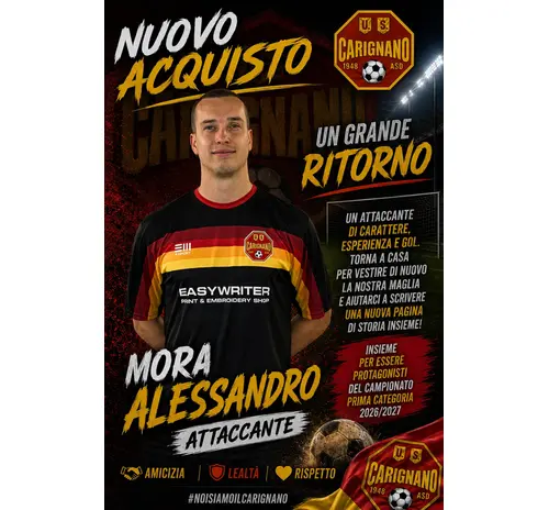 PRIMA SQUADRA - ALTRO IMPORTANTE RITORNO ALESSANDRO MORA