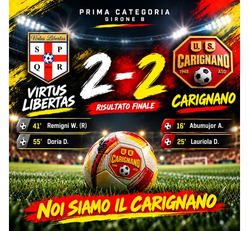 CAMPIONATO PRIMA CATEGORIA: VIRTUS LIBERTAS vs U.S. CARIGNANO