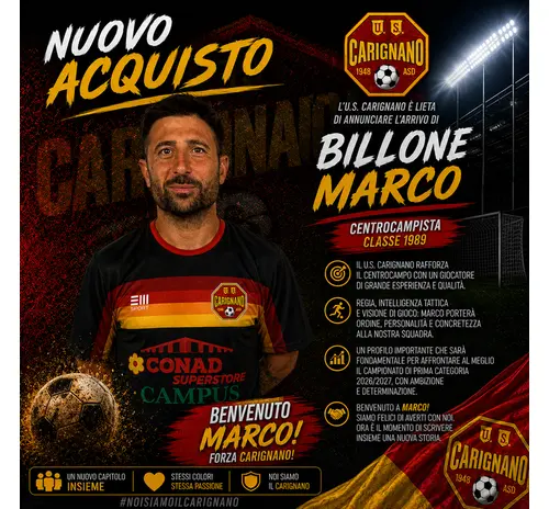 PRIMA CATEGORIA - NUOVO ACQUISTO BILLONE MARCO