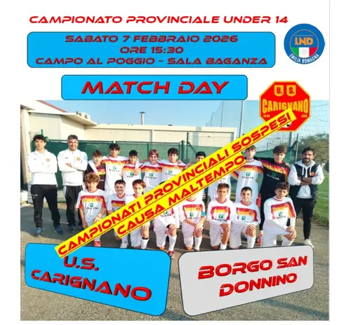 CAMPIONATO PROVINCIALE UNDER 14 SABATO 07 FEBBRAIO 2026