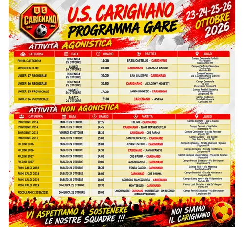 CALENDARIO PARTITE U.S. CARIGNANO