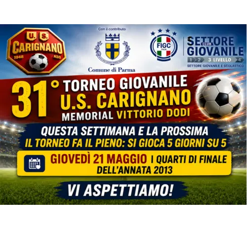 31° TORNEO GIOVANILE U.S. CARIGNANO: LE PROSSIME DUE SETTIMANE FACCIAMO 5 SU 5