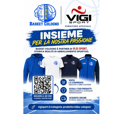 NUOVO PARTNER PER L'ABBIGLIAMENTO CBBA BASKET COLOGNO