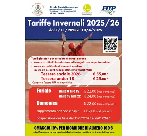 Tariffe invernali 2025/2026