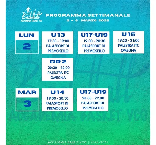 Programma della settimana