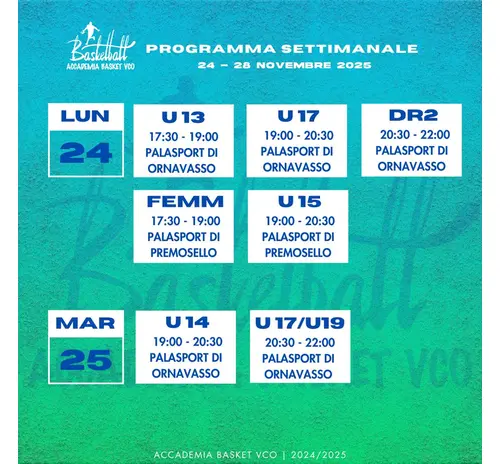 Programma della settimana