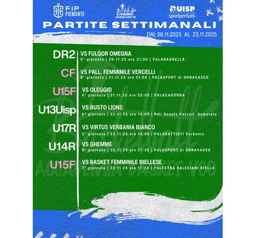 Programma della settimana