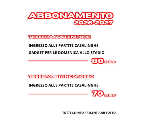 Al via la Campagna Abbonamenti 2026/2027!