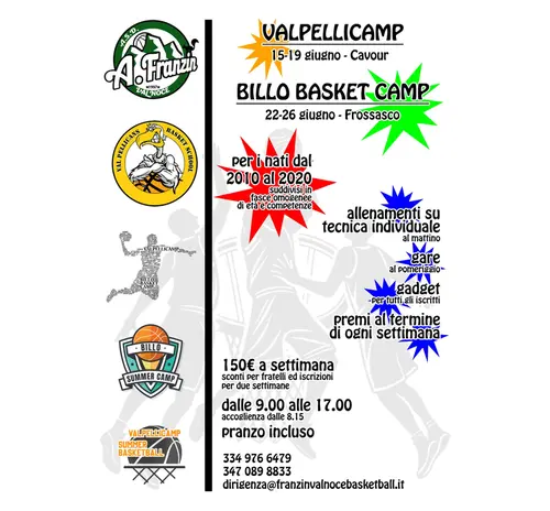 BILLO BASKET CAMP & VALPELLICAMP STANNO ARRIVANDO !!! ISCRIVETEVI SUBITO !!!