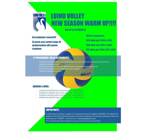 Luino Volley: al via il New Season Warm Up 2026