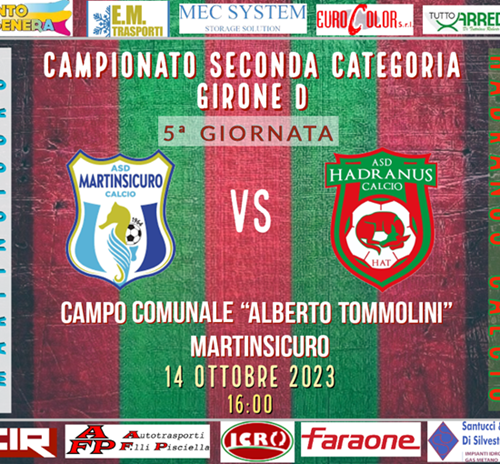 5ª Giornata di Andata MARTINSICURO - HADRANUS
