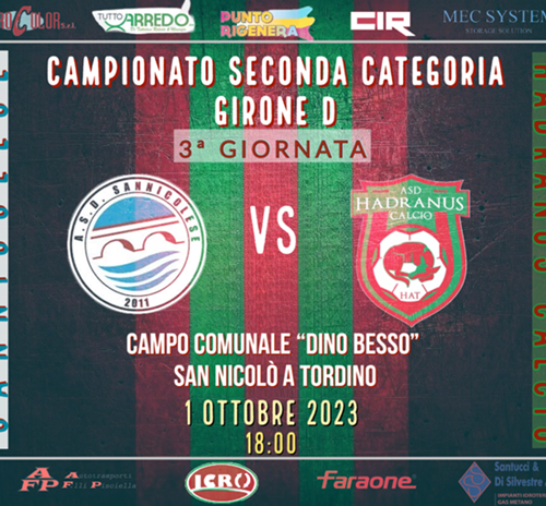 3ª Giornata di Andata Sannicolese - Hadranus